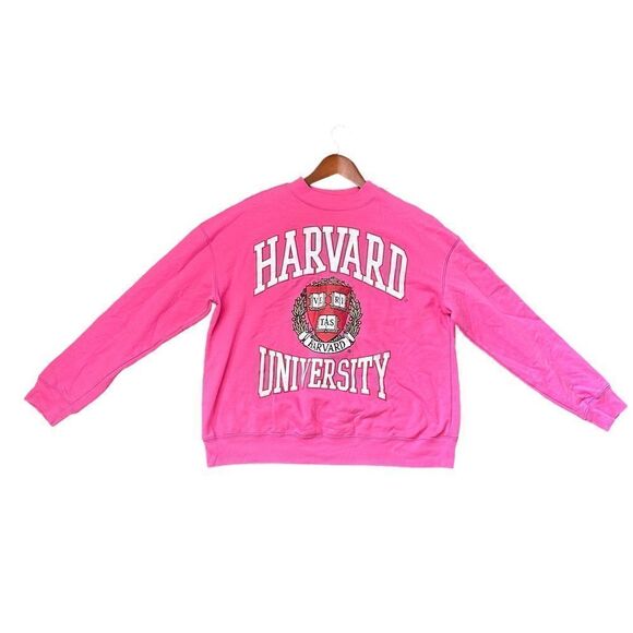Barbiecore Gollegiate Harvard Lounge School Casual Long Sleeved Sweater Shirt - Picture 4 of 5